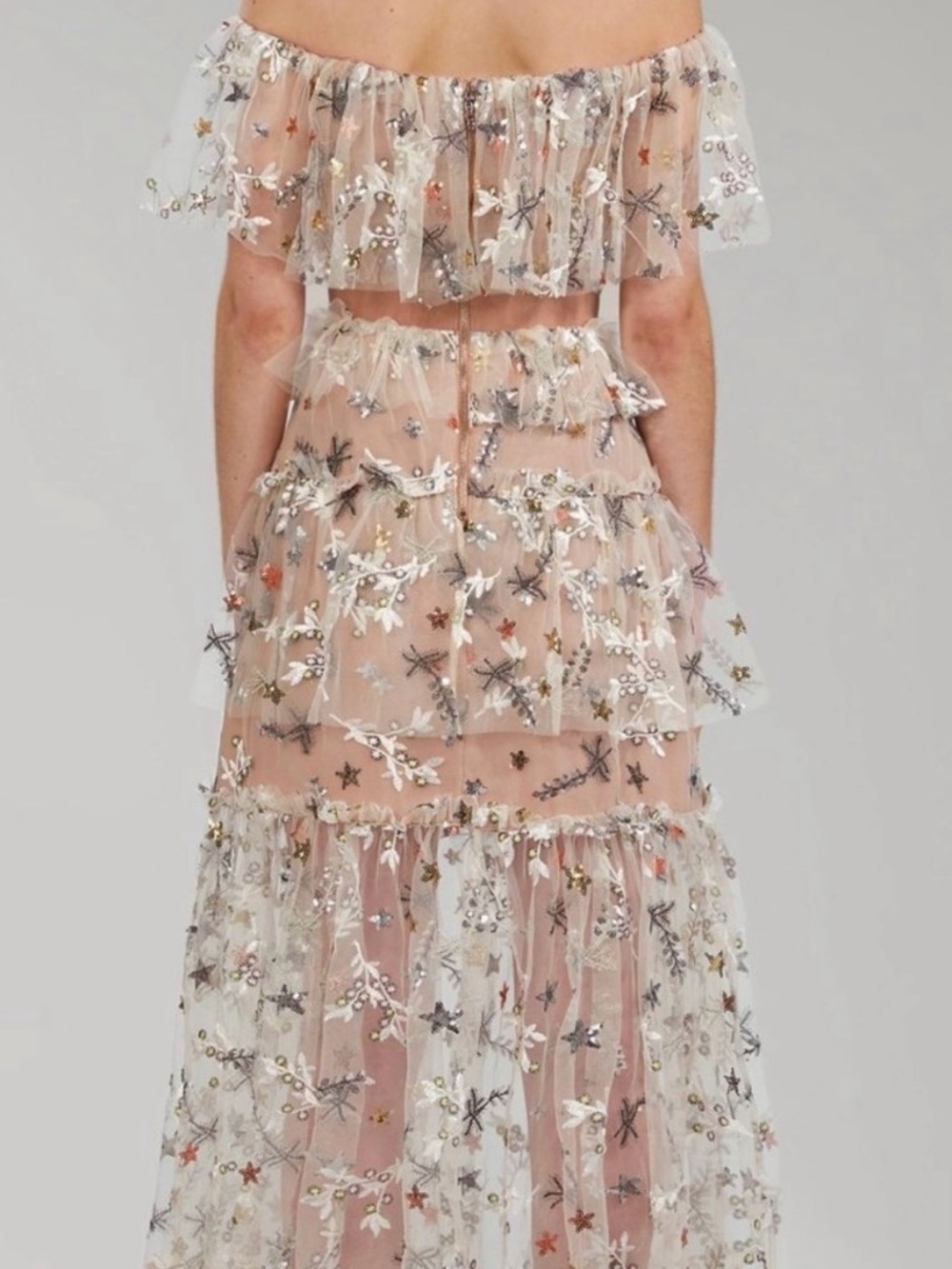 Self Potrait Star Embellished Nude Maxi Dress Size 10 NWT - Picture 4 of 7